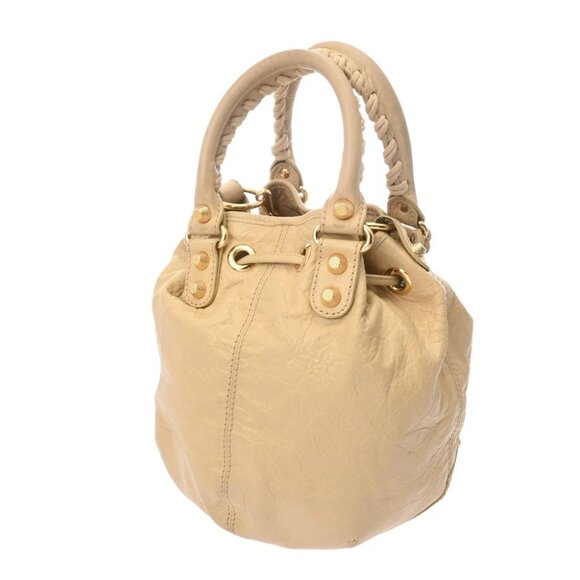 BALENCIAGA Giant mini pompon 2WAY beige 285439 hand bag - Picture 1 of 10